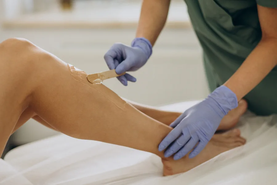 Patient during a follow-up laser hair removal session
