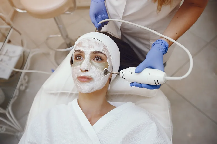 Deep cleansing and exfoliation step of a medical facial