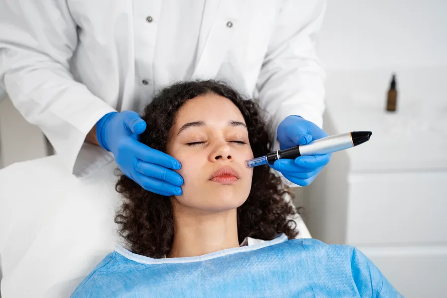 Skin renewal after microneedling collagen stimulation